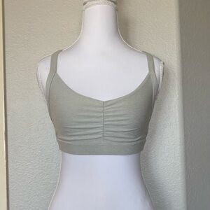 Vuori Elevation Rouched Bra In Blue/Green Heather Size Small